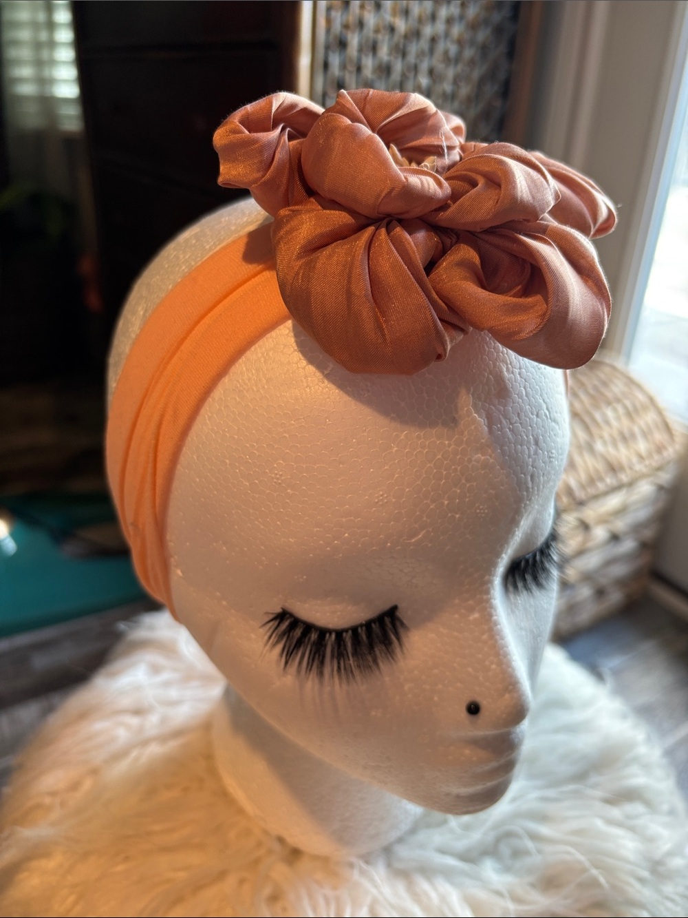 Stylish Peach Headband with Twisted Bow